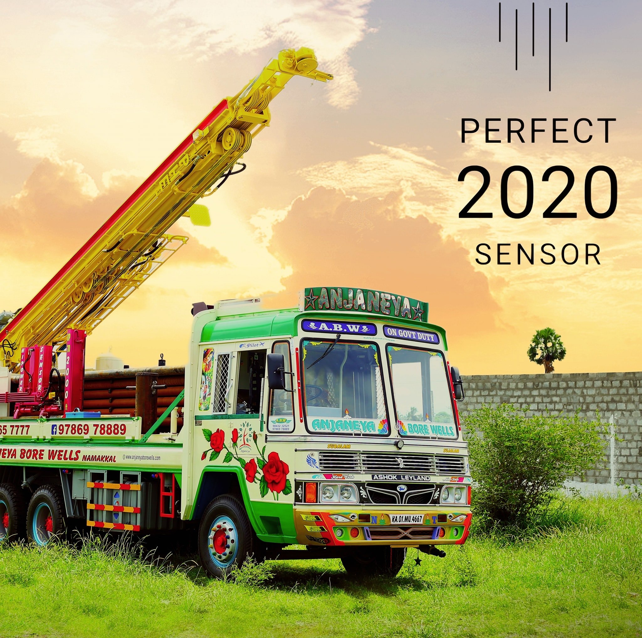 Anjaneya Borewells Drilling Truck - Sunset