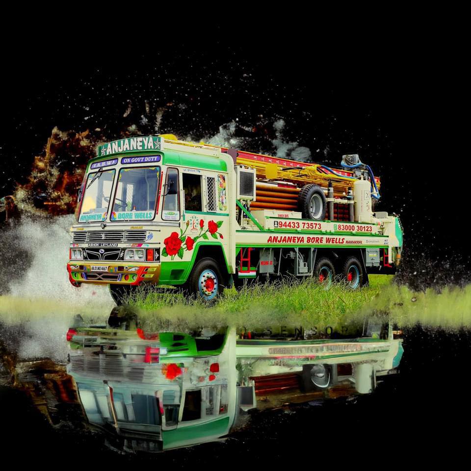 Anjaneya Borewells Drilling Truck - Reflection